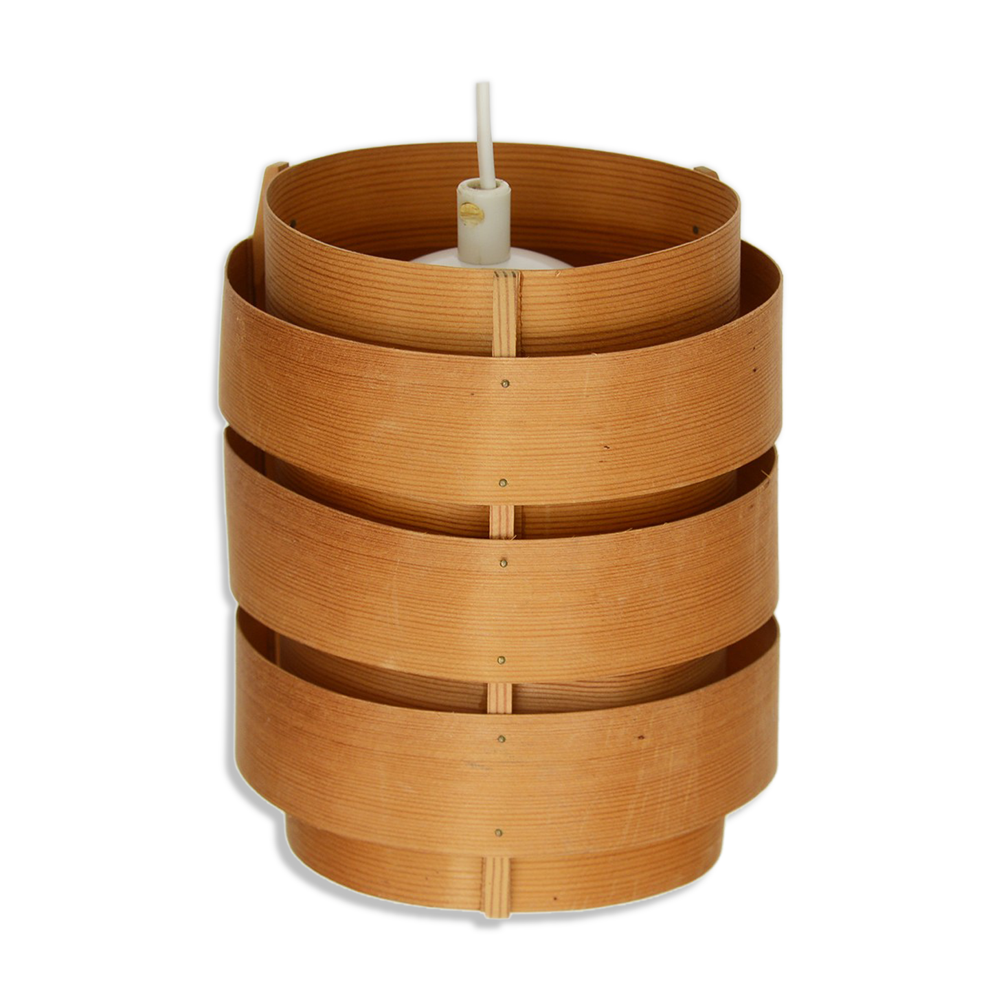 Pine veneer pendant light T499/1 "Rolf" by Hans-Agne Jakobsson for Ellysett AB. Sweden 1960s