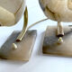 Pair of vintage art deco lamps, albatre marble brass, 30 years