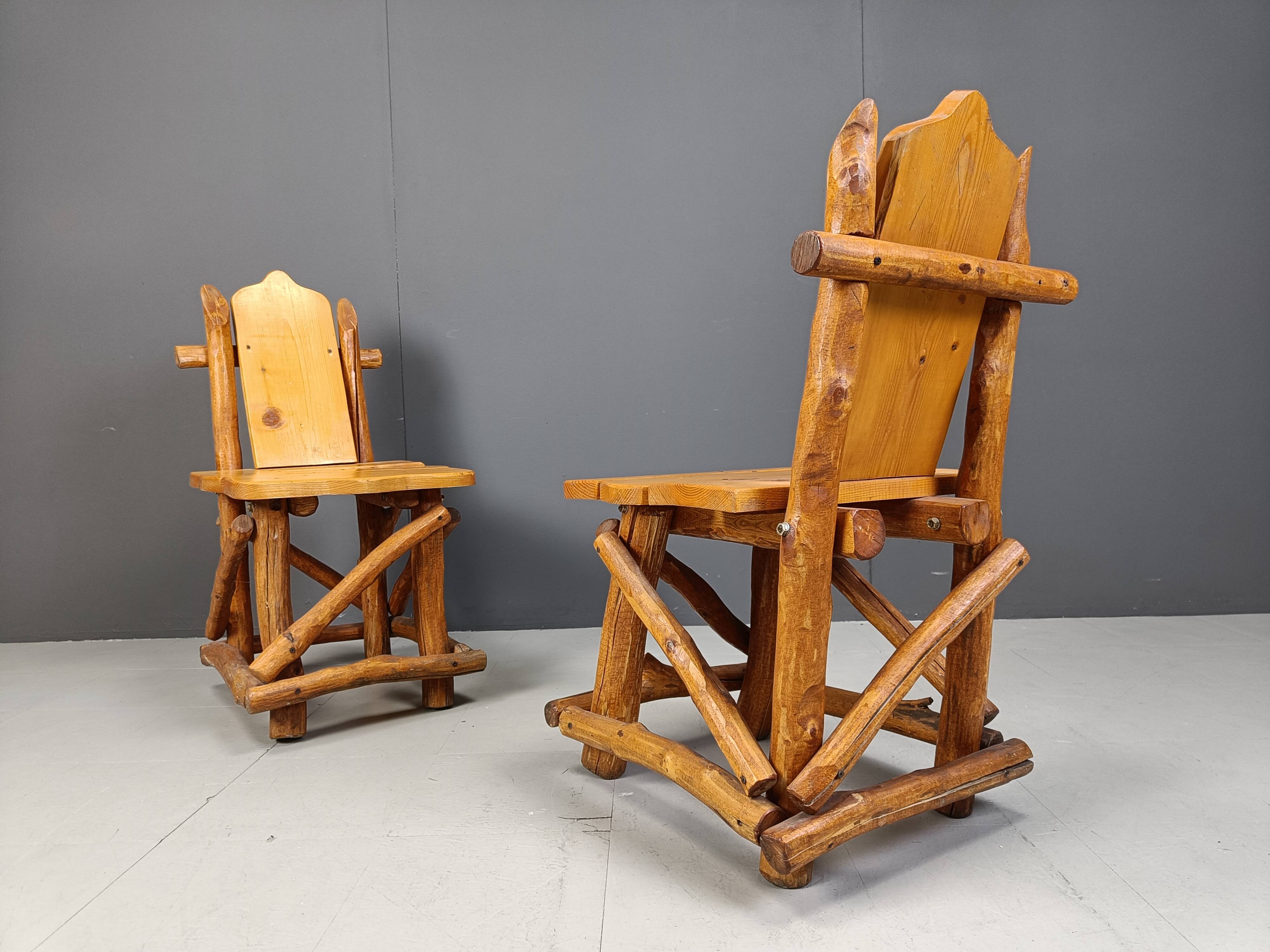 Vintage brutalist dining chairs, set of 4 - 1960s