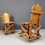 Vintage brutalist dining chairs, set of 4 - 1960s