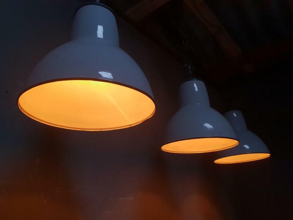 Old enamel Philips factory lamp
