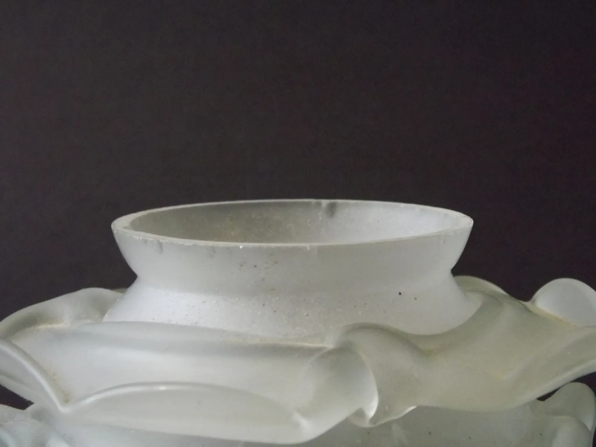 Vintage French Art Deco Frosted Satin Glass Rose Petal Flower Lamp Shade