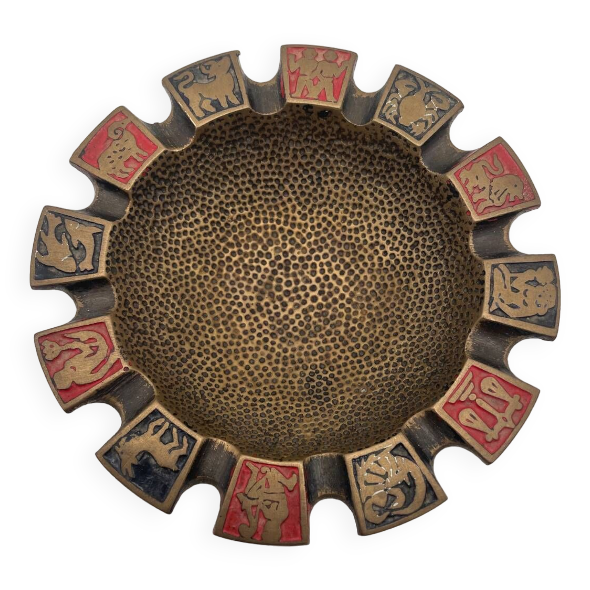 Zodiac cup ashtray in solid brass