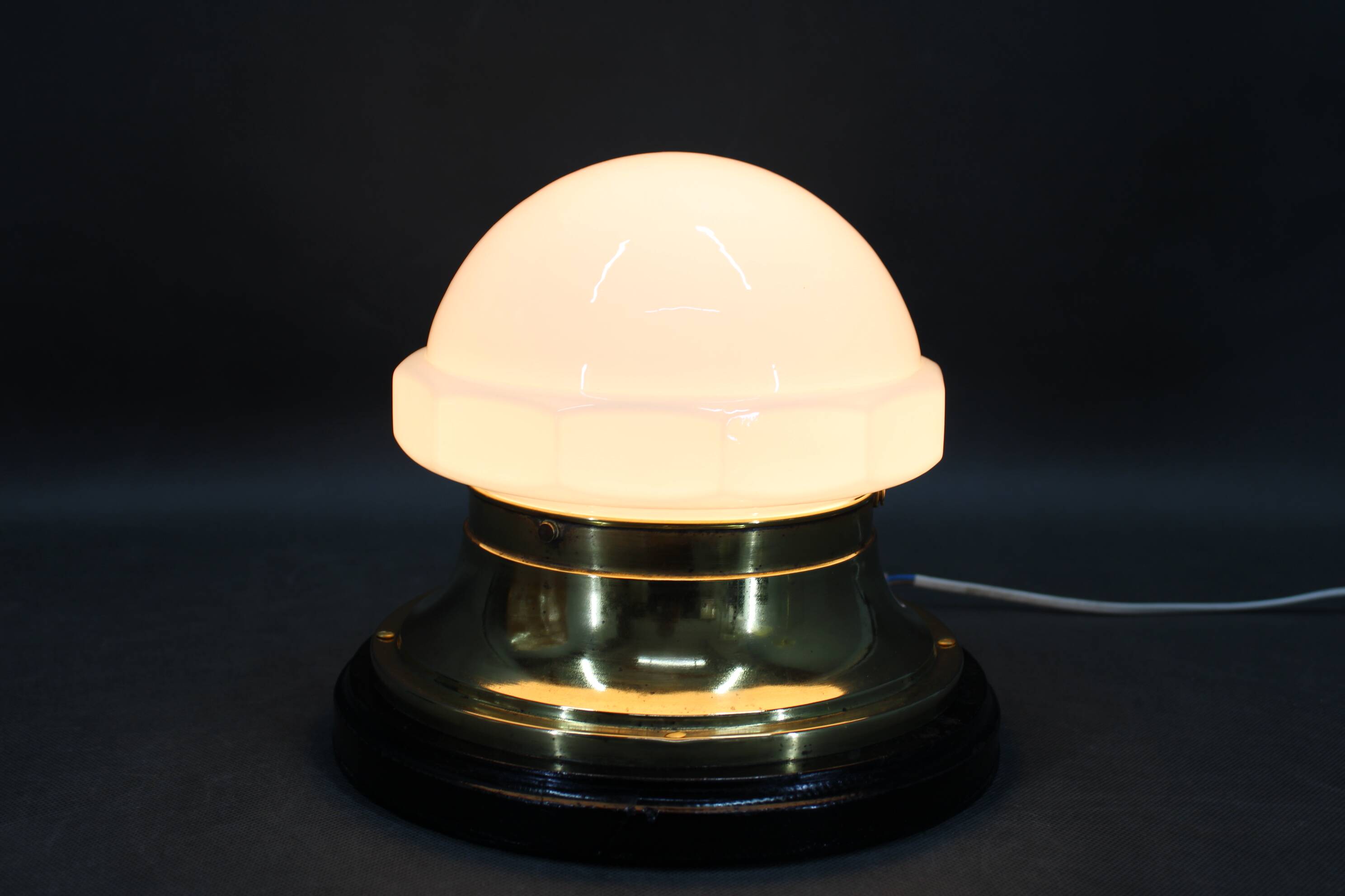 1920s Secession Brass and Glass Table lamp, Czechoslovakia