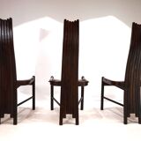 Set of 3 Allmilmö brutalist dining chairs oak, 1980