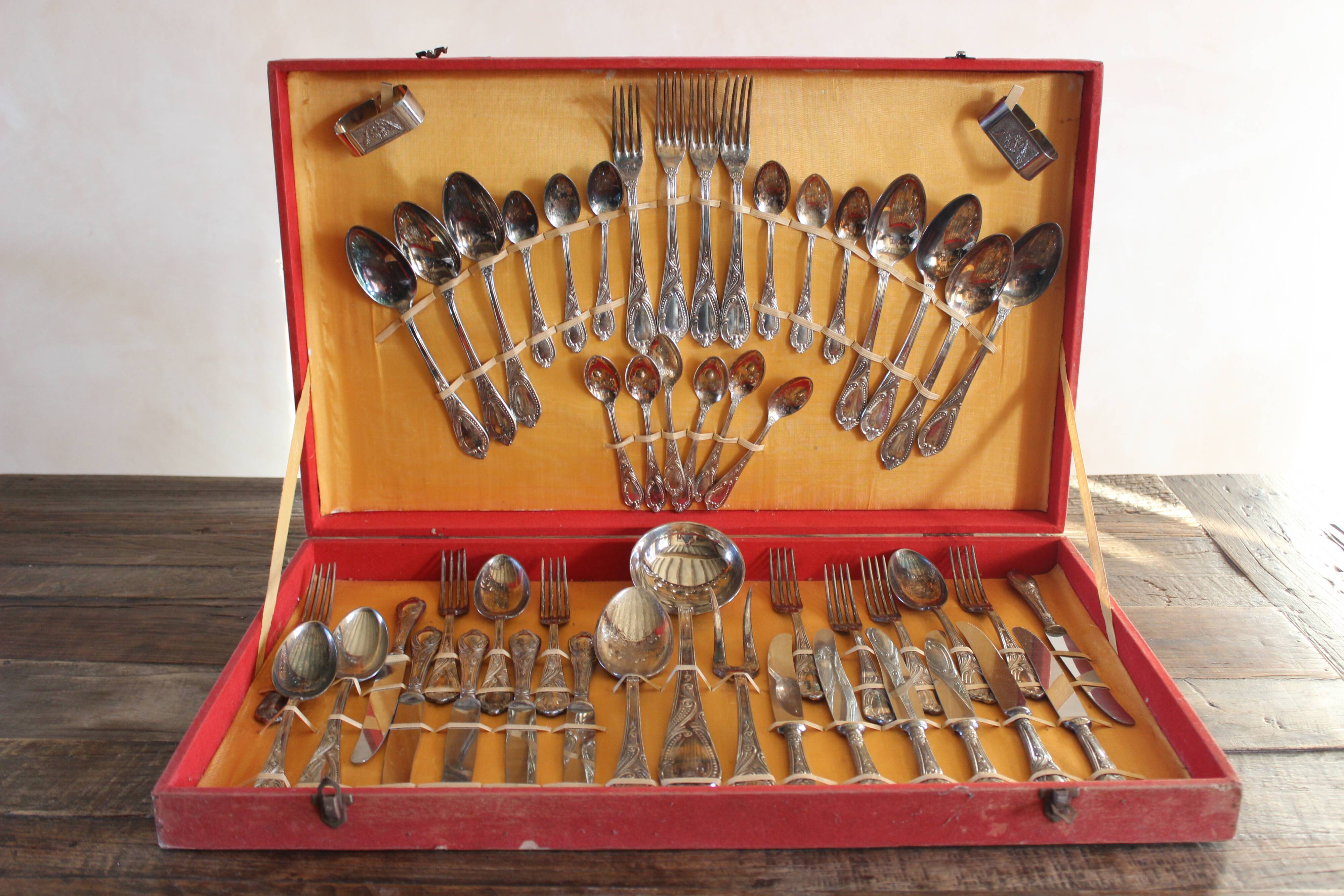 51-piece silver-plated cutlery set, vintage