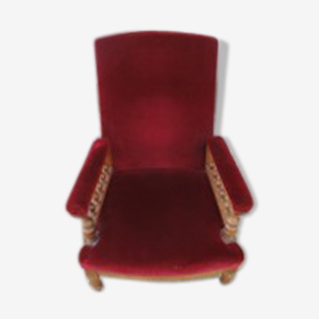 Fauteuil d'église velours rouge