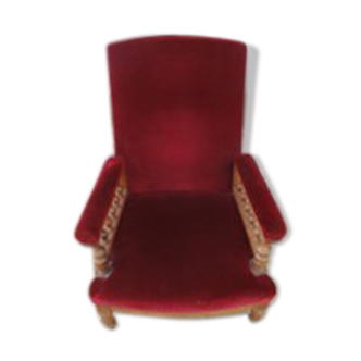 Fauteuil d'église velours rouge