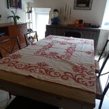 Cross-stitch embroidered tablecloth 160 x 130 in cotton