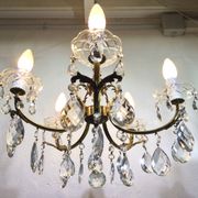 5-light chandelier in brass and tassels