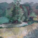 Oil on canvas, rural landscape, signed