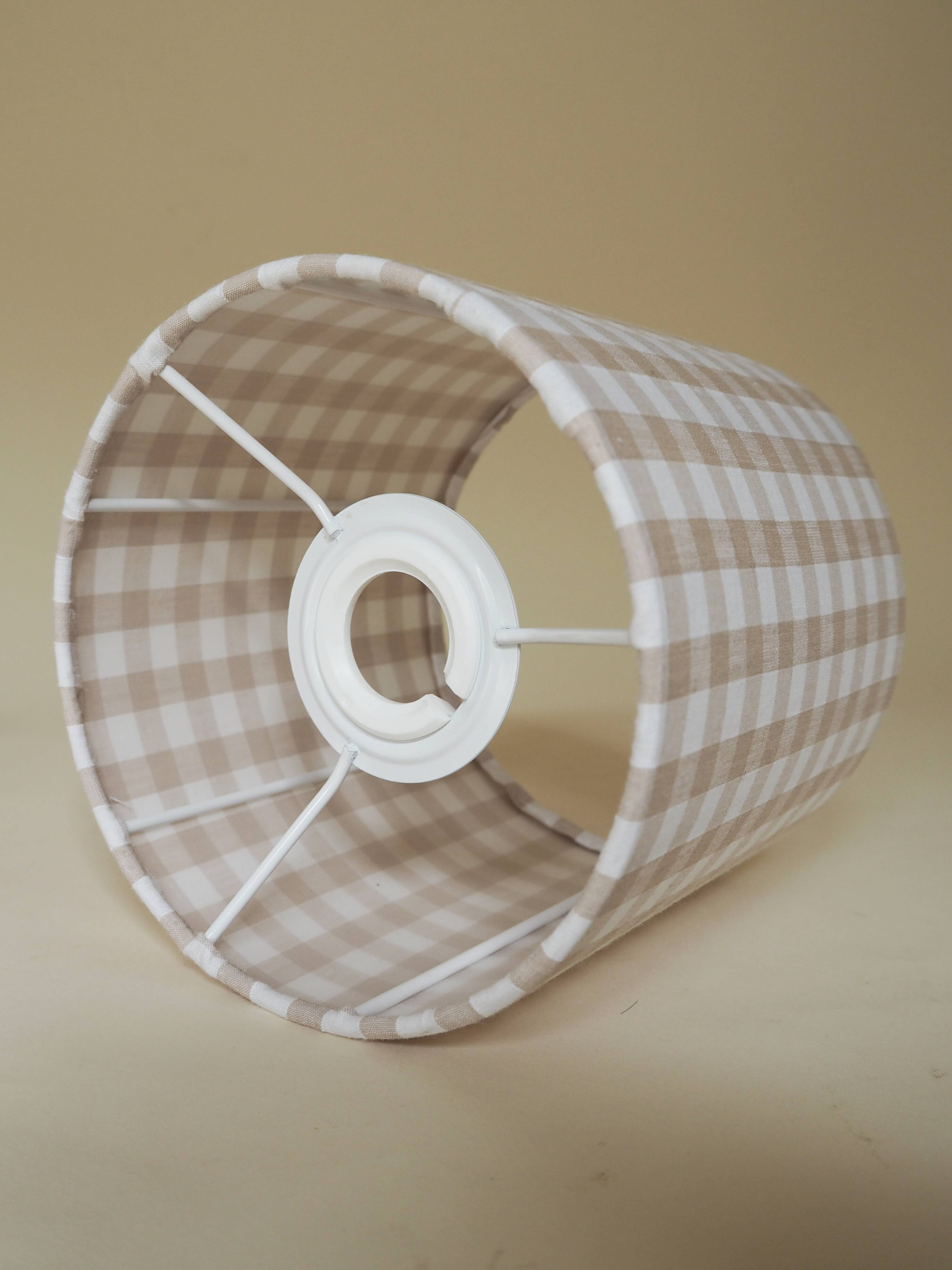 Ceramic lamp with a gingham cotton shade