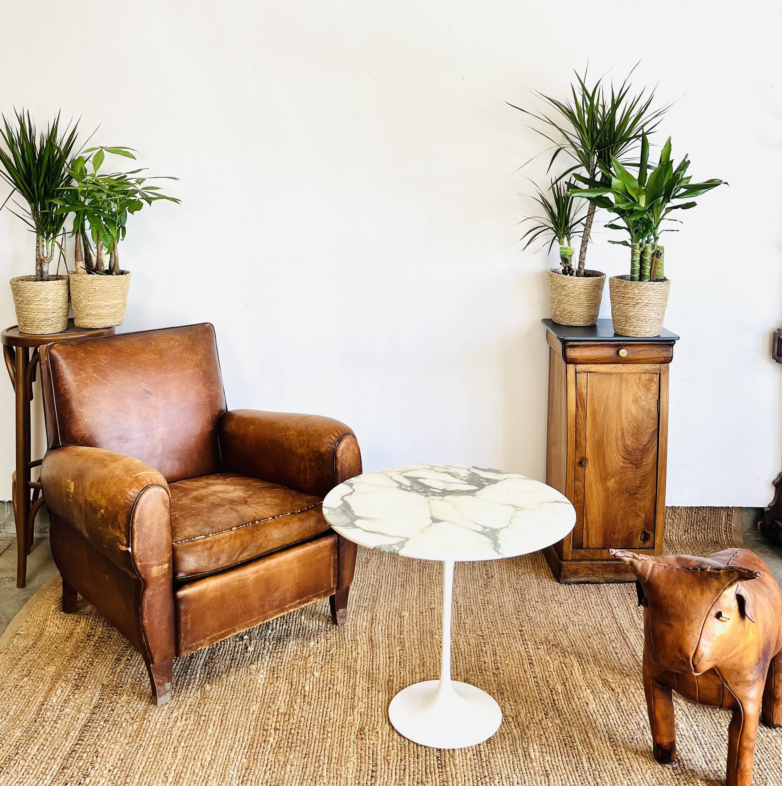 Fauteuil Club en cuir marron