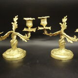 Paire de bougeoirs, style Louis XV, du XIXe