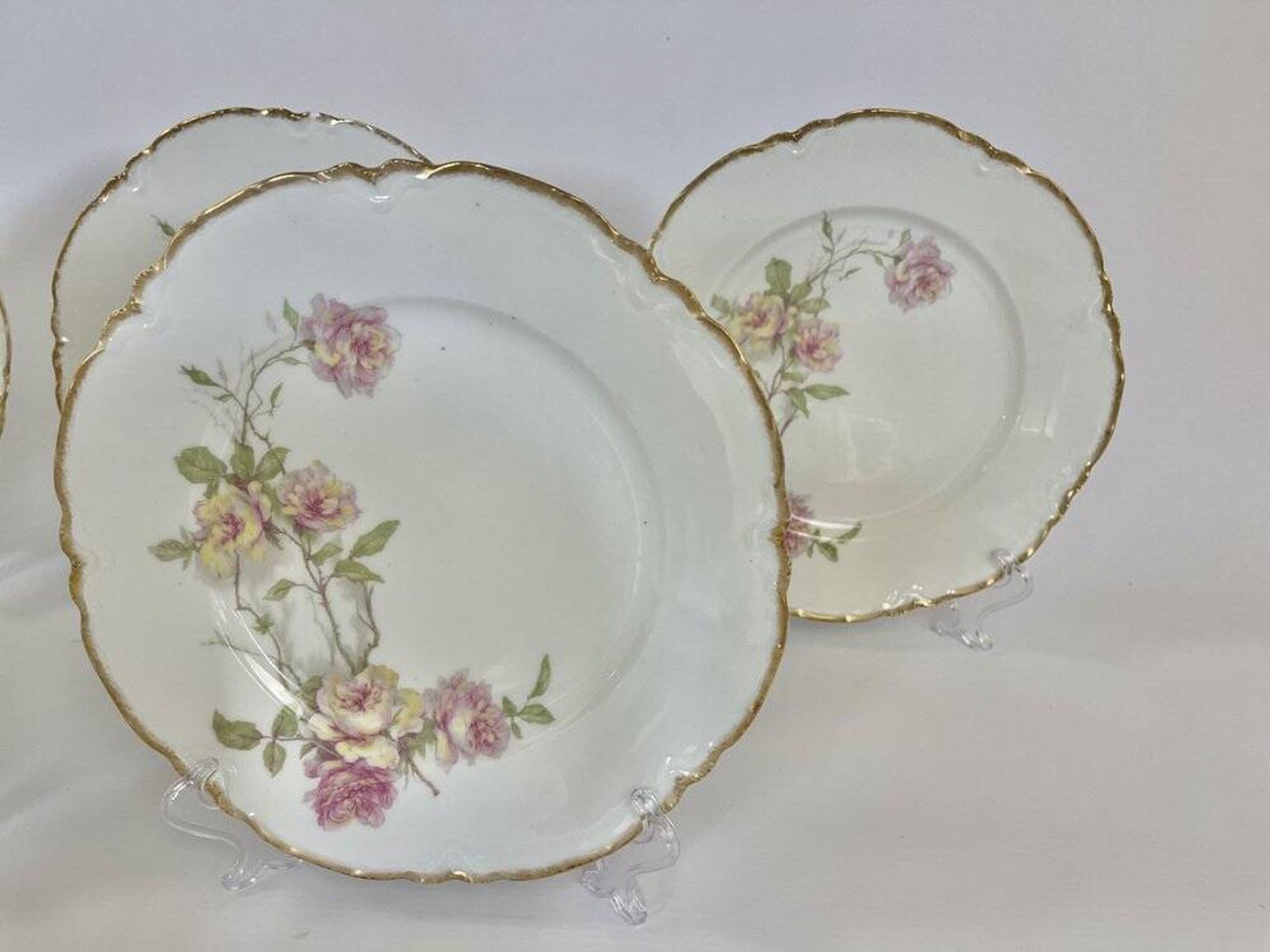 6 Assiettes plates Baltimore Rose de Haviland Limoges