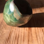 Bol à facettes en céramique émail vert