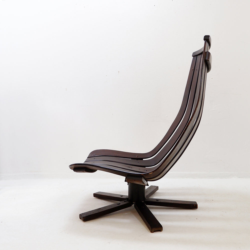 Vintage swivel armchair 1970 by Hans Brattrud for Hove Möbler