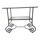 Wrought iron and glass side table