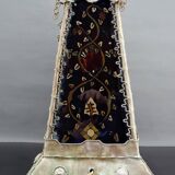 Moorish style lamp in patinated copper and painted glass, France, Mid-Century