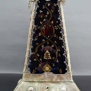 Moorish style lamp in patinated copper and painted glass, France, Mid-Century