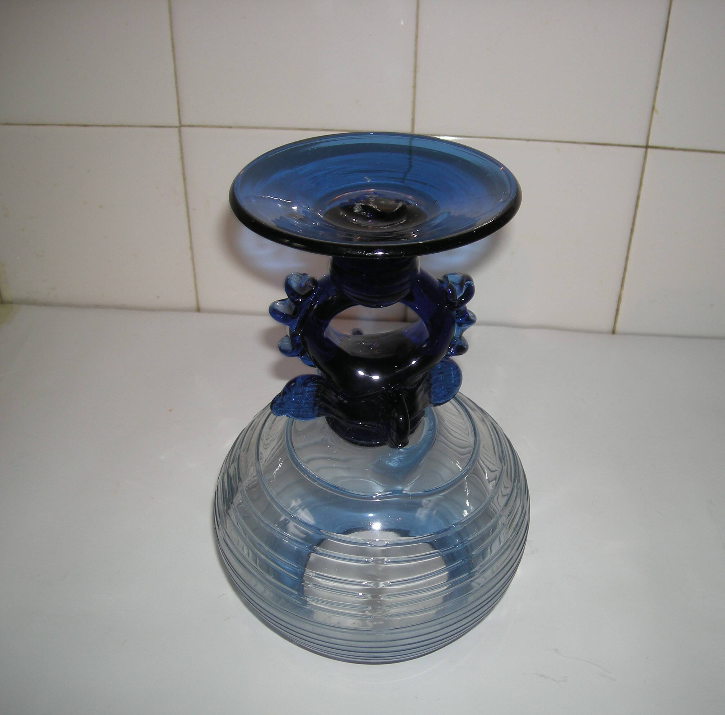 Coupe de verre Murano décorative bleu cobalt