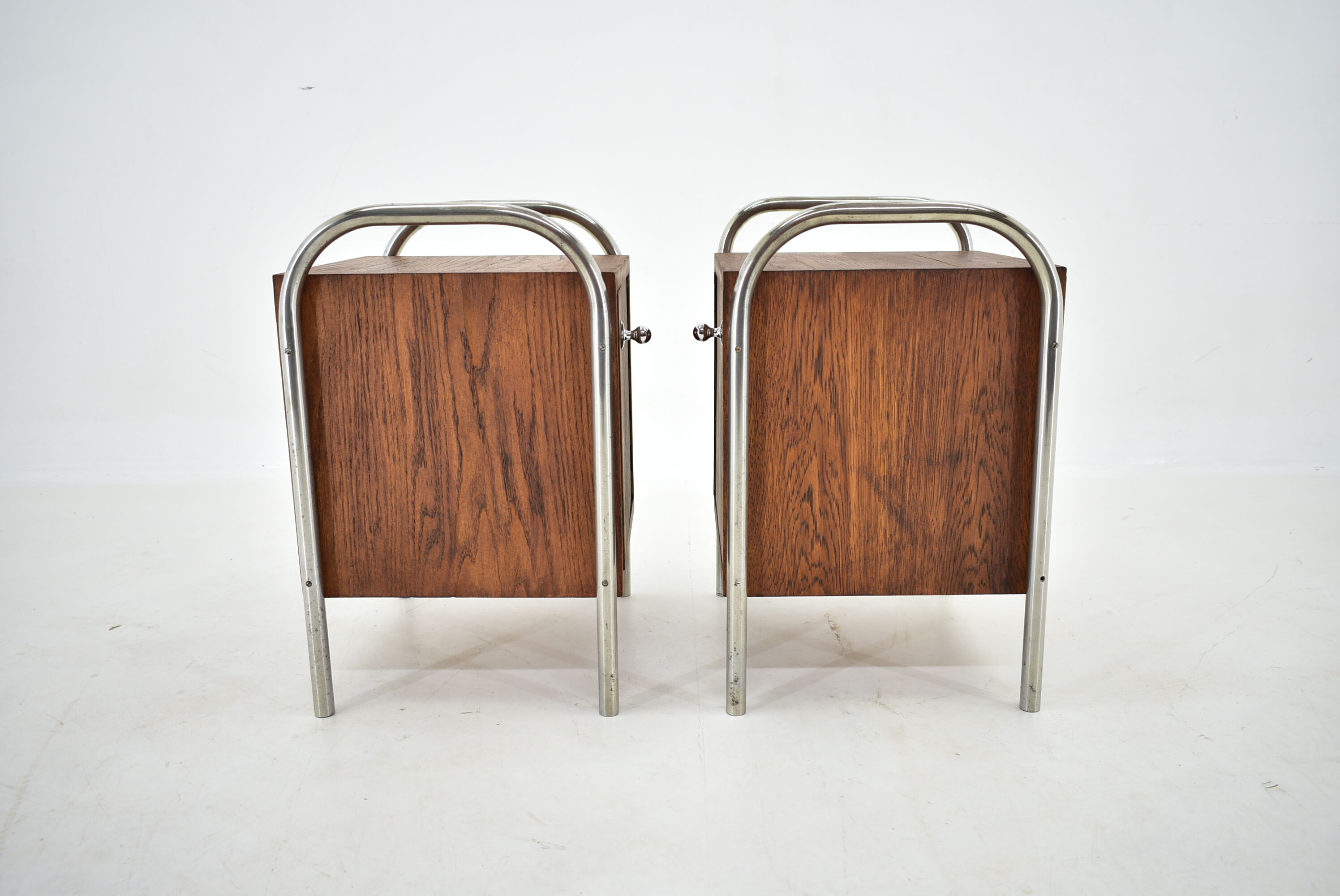 1940s Pair of Bauhaus Bedside Tables, Czechoslovakia