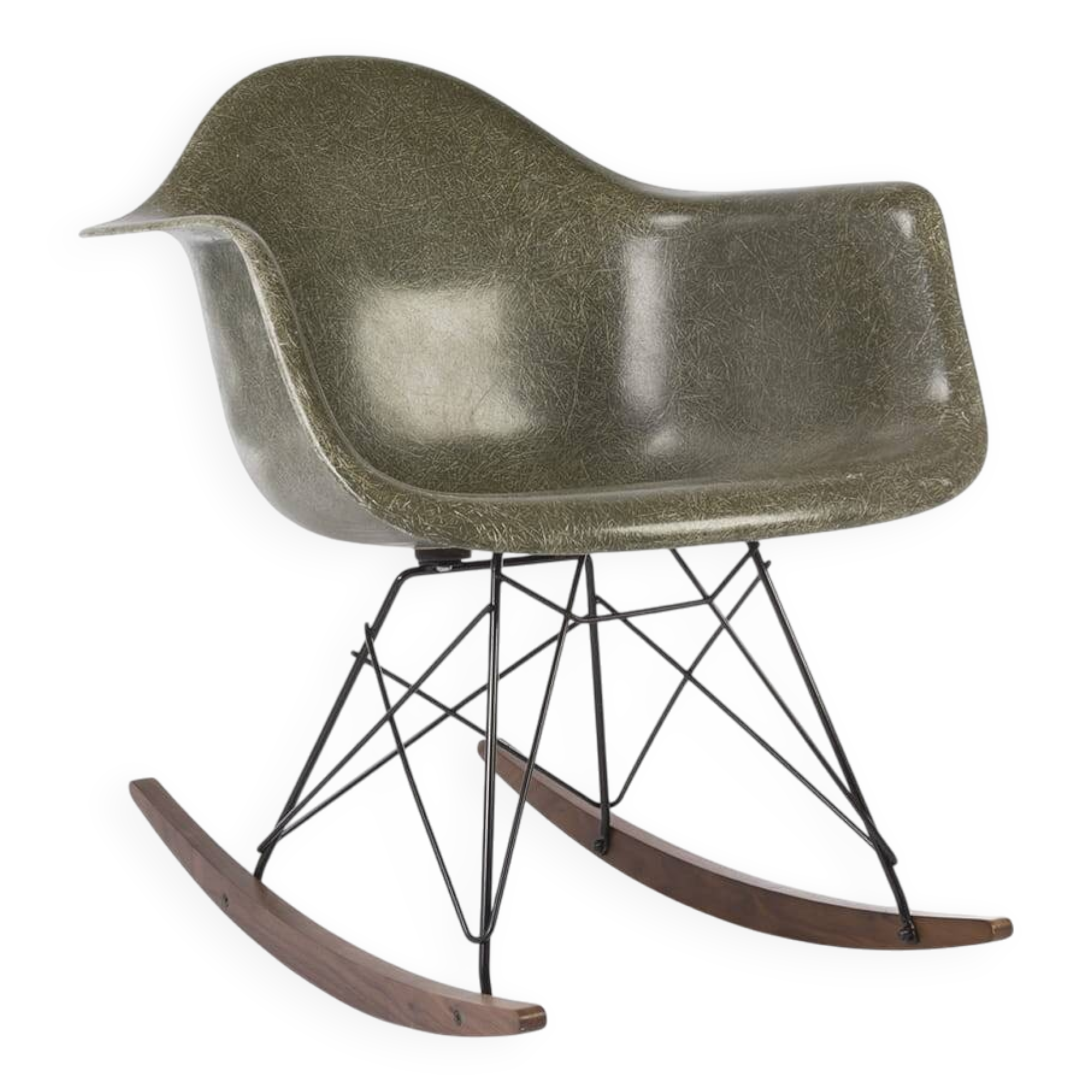 Olive Green Herman Miller Original Vintage Eames RAR Rocking Arm Chair