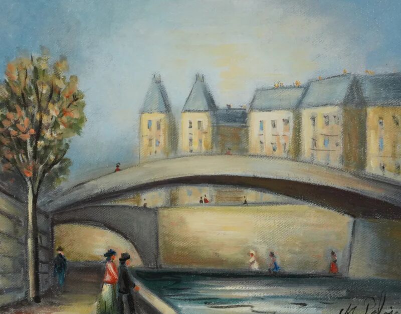 Michel Pabois : Paris, vue sur la Conciergerie depuis les quais, huile sur toile originale signée