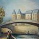 Michel Pabois : Paris, vue sur la Conciergerie depuis les quais, huile sur toile originale signée