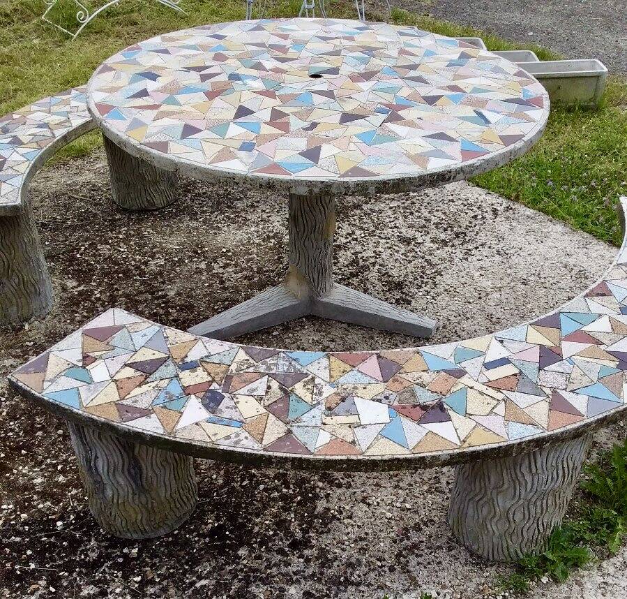 Stone and mosaic garden furniture