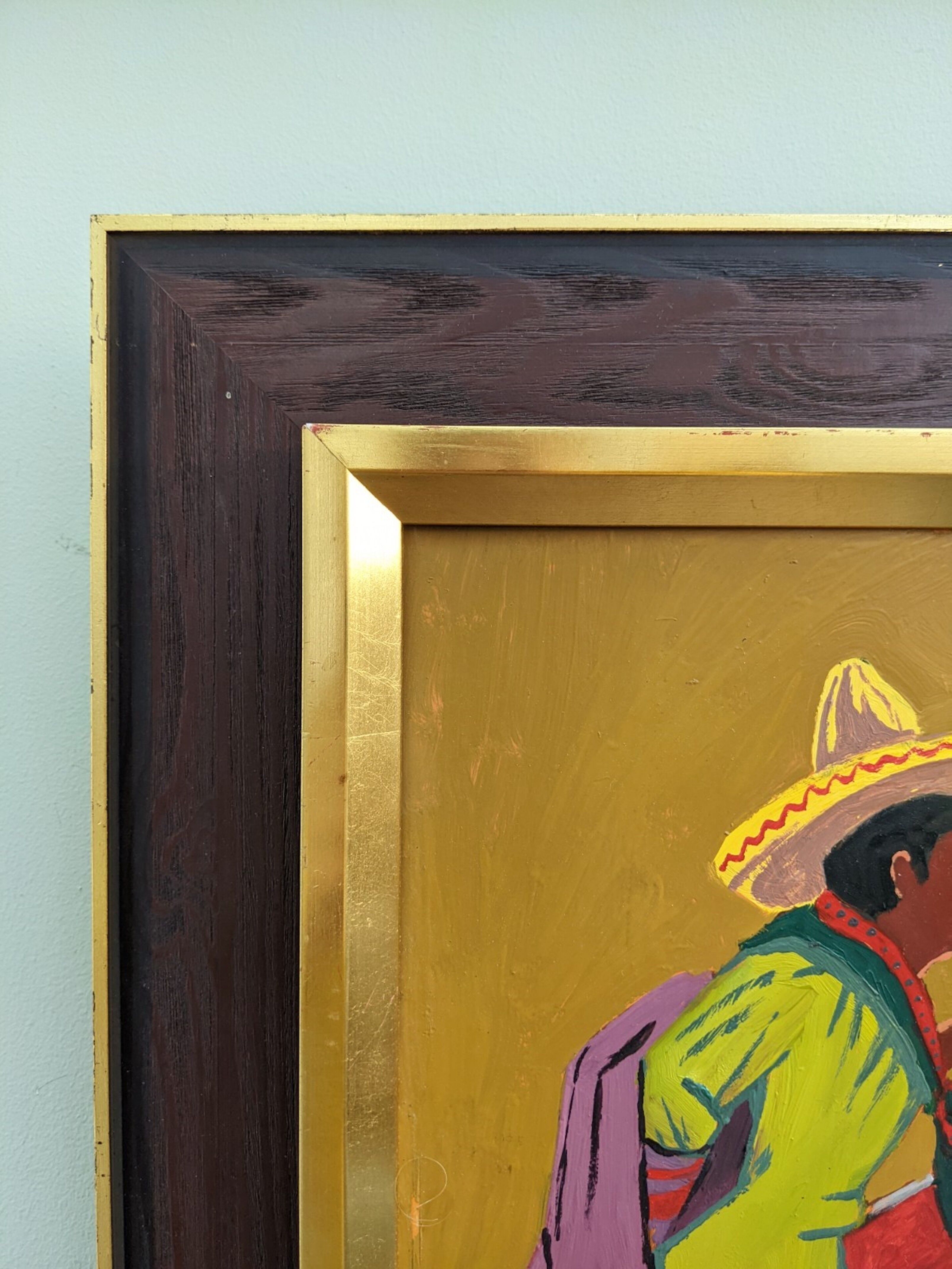 Mid-Century Modern "Mexican Dancers" Swedish Figurative Oil Painting, Framed