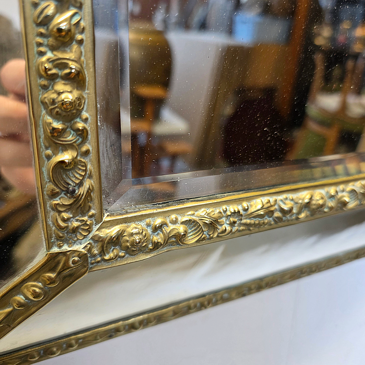 Richly Decorated French Cushion Mirror From The early 19th Century