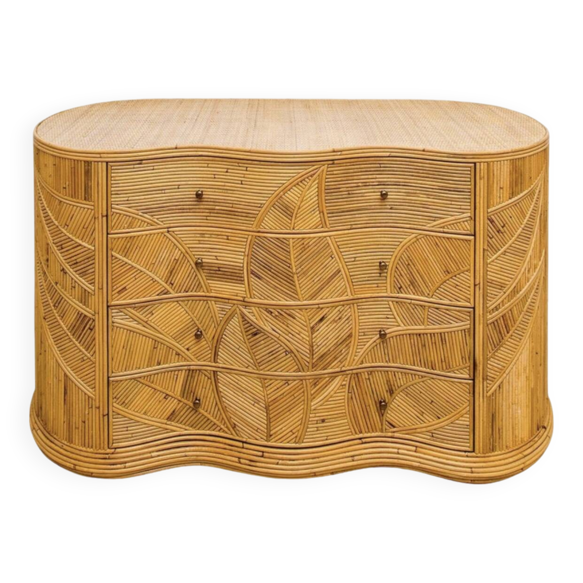 Rattan “leaf” chest of drawers