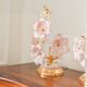 Vintage Murano table lamps, pink blown glass and gold details, pair.