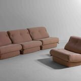 Nuvolone modular sofa in pink fabric by Rino Maturi, 1970s, 5 modules