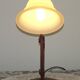 Vintage French Brown Metal Goose Neck Lamp With Textured Glass Shade