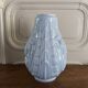 Blue opaline vase decorated with foliage and pine cones, 1930