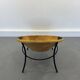 Italian Tan Suede and Black Leather Saucer Chair