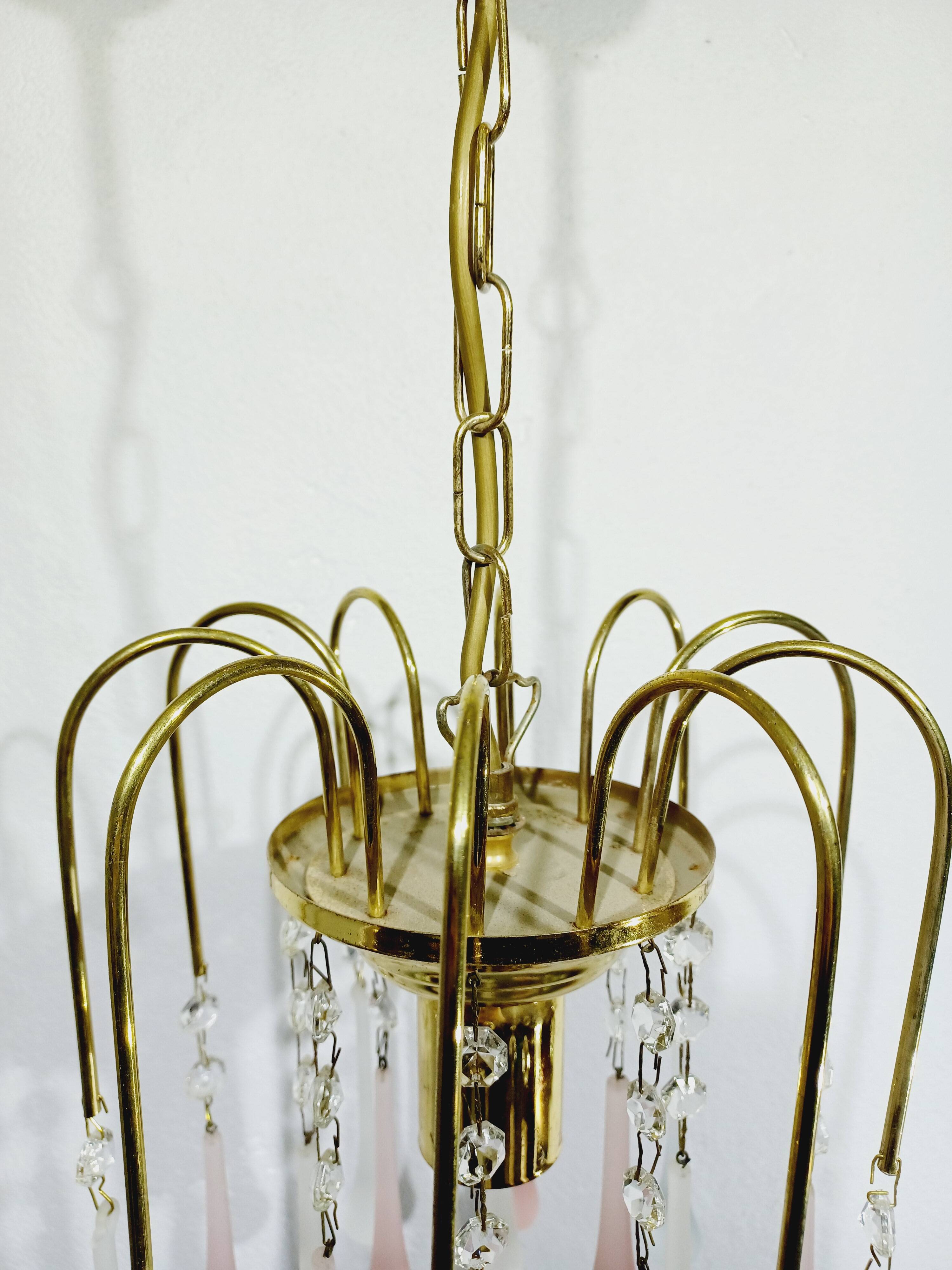 Murano Chandelier Gold Metal 1 Light
