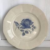 Set of 11 Digoin flat plates, blue rose patterns