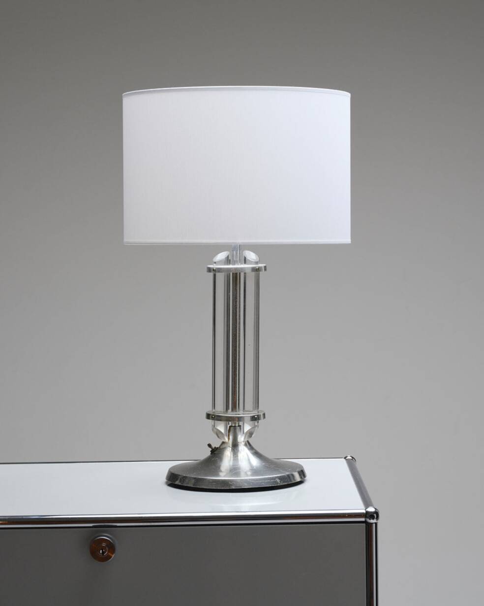 Art deco plexiglass and metal lamp, 1930s