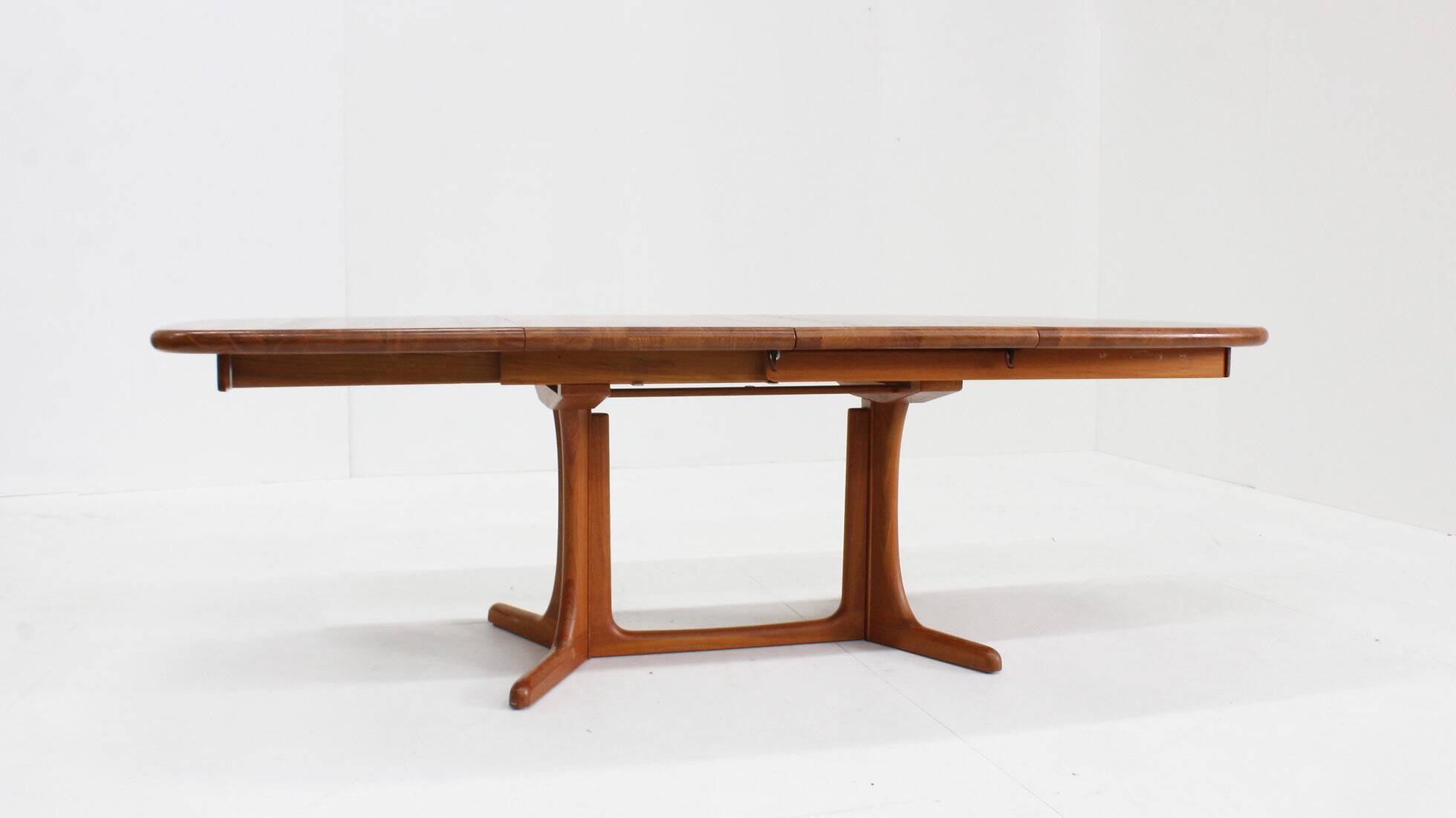 Vintage Danish oval extendable dining table solid teak 1960s