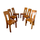 Set of 6 solid elm chairs 70s vintage Seltz design