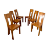 Set of 6 solid elm chairs 70s vintage Seltz design