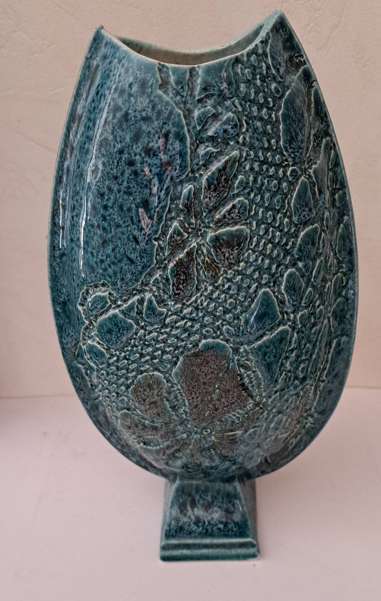 Turquoise vase signed Delmotte