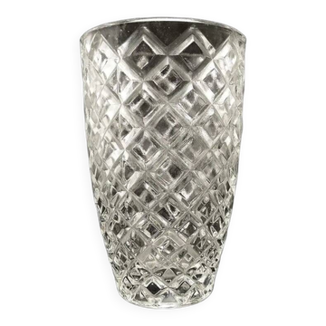 Vase moderniste, en verre transparent, Pologne, années 1970
