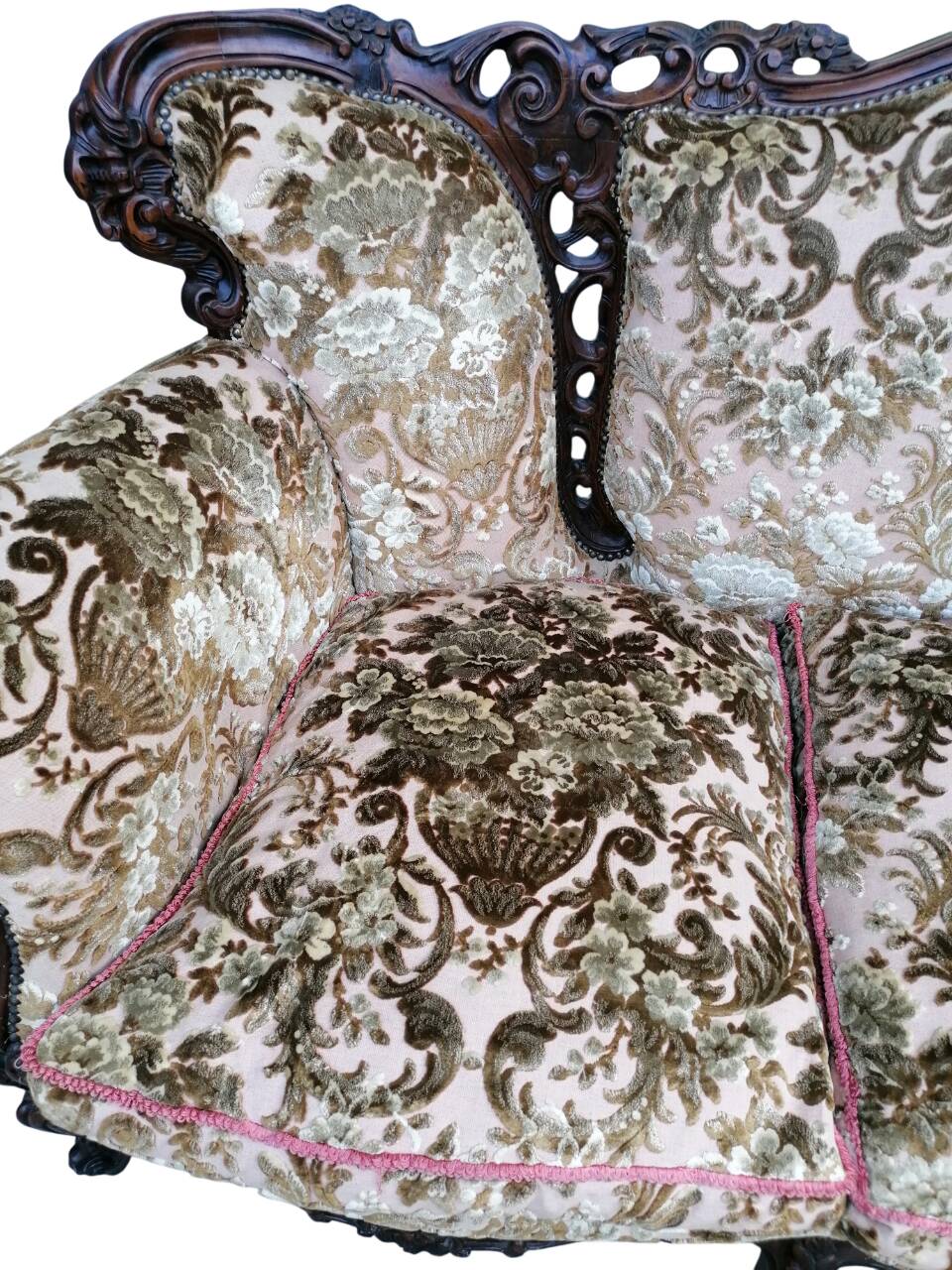 Divano et poltrone en style baroque piémontais en legno intagliato a mano e