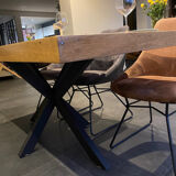 Table à manger rectangulaire industrielle en bois et acier