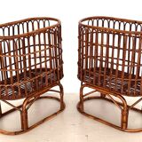Pair French XXL Bamboo Baskets, 1970s