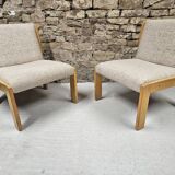 Pair of 1970s loop wool lounge chairs